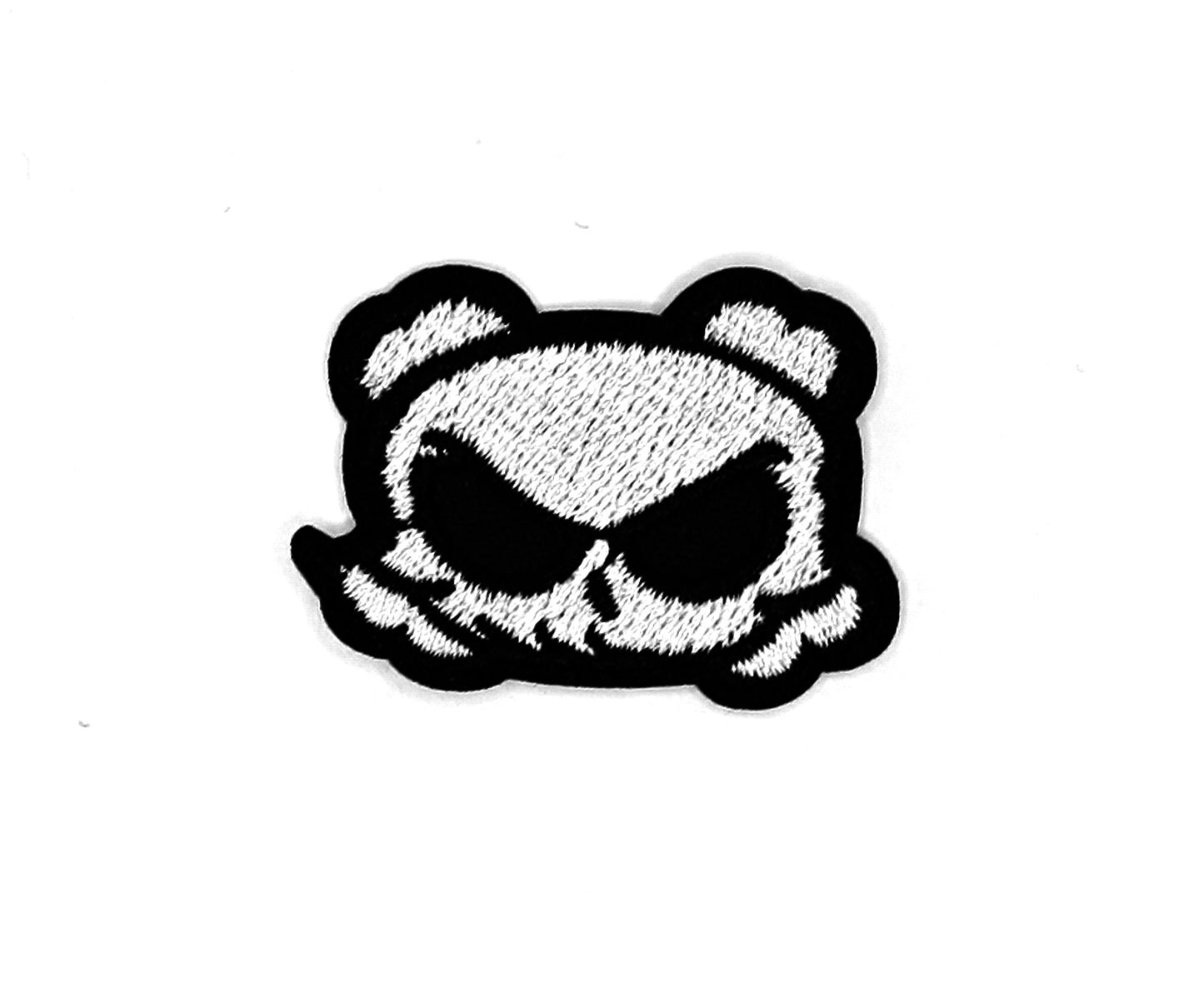 Mini patch "Fighting Panda Skull" – black and white thermal patch, 4.3x3.3 cm