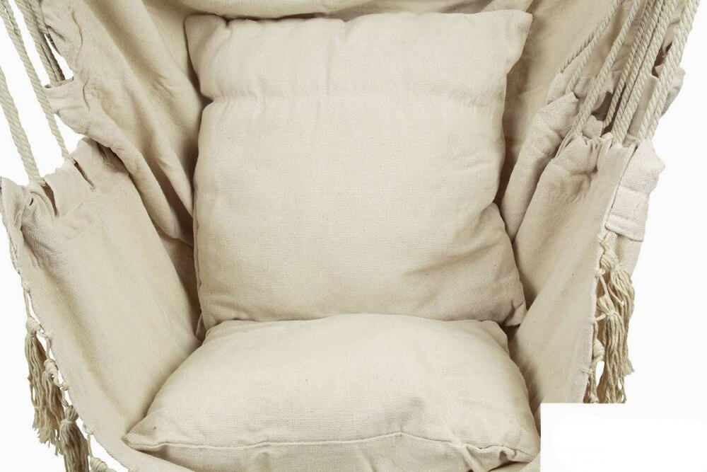 Macrame hammock swing - hanging chair for home, garden or vacation | Beige, 120 kg load capacity