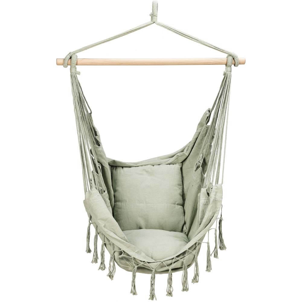 Macrame hammock swing - hanging chair for home, garden or vacation | Beige, 120 kg load capacity