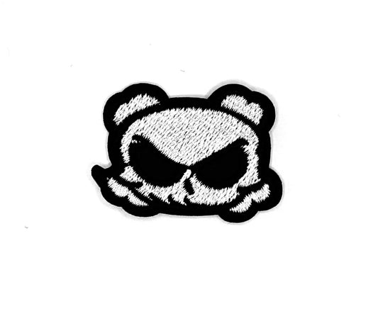 Mini patch "Fighting Panda Skull" – black and white thermal patch, 4.3x3.3 cm