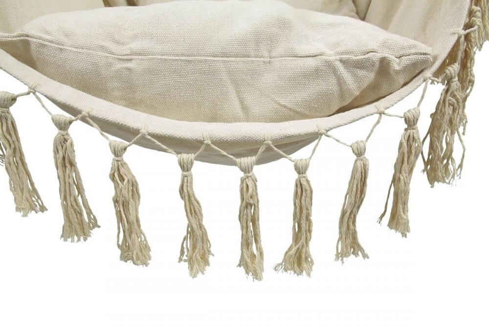 Macrame hammock swing - hanging chair for home, garden or vacation | Beige, 120 kg load capacity