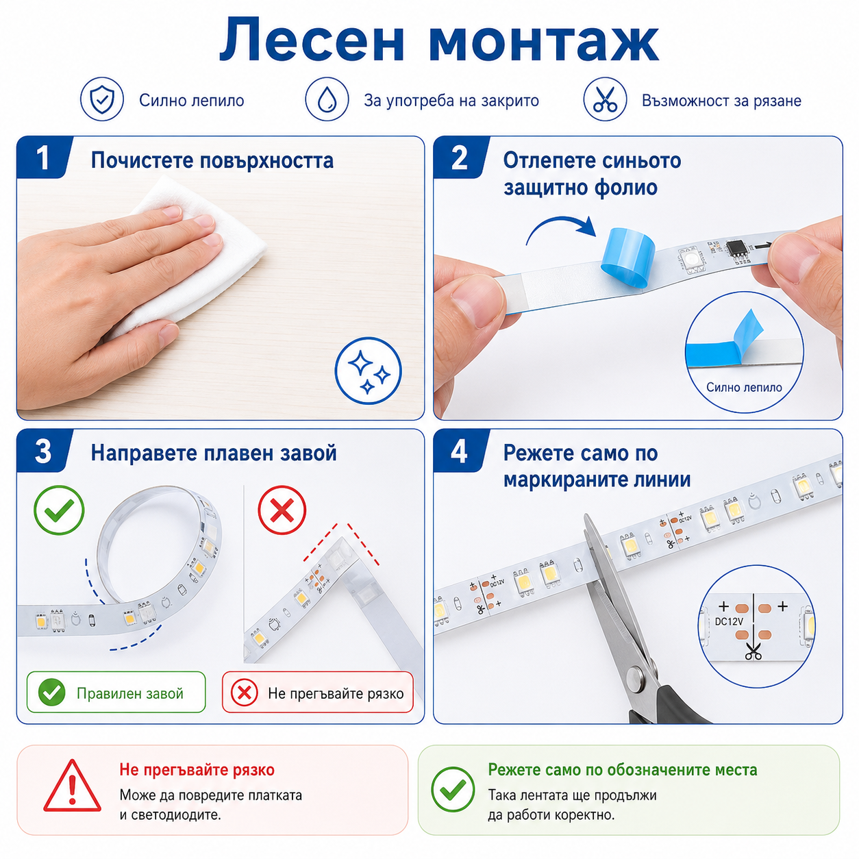 5м LED Лента със PIR Сензор за Движение – Автоматична Светлинa, Обхват 3м, 220V, IP65