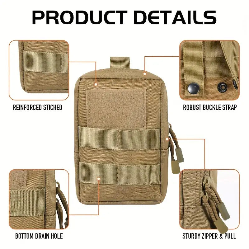 3 тактически чанти от 1000D Oxford + 5 D-образни катарами, MOLLE, EDC аксесоари и оцеляване + подарък нашивка